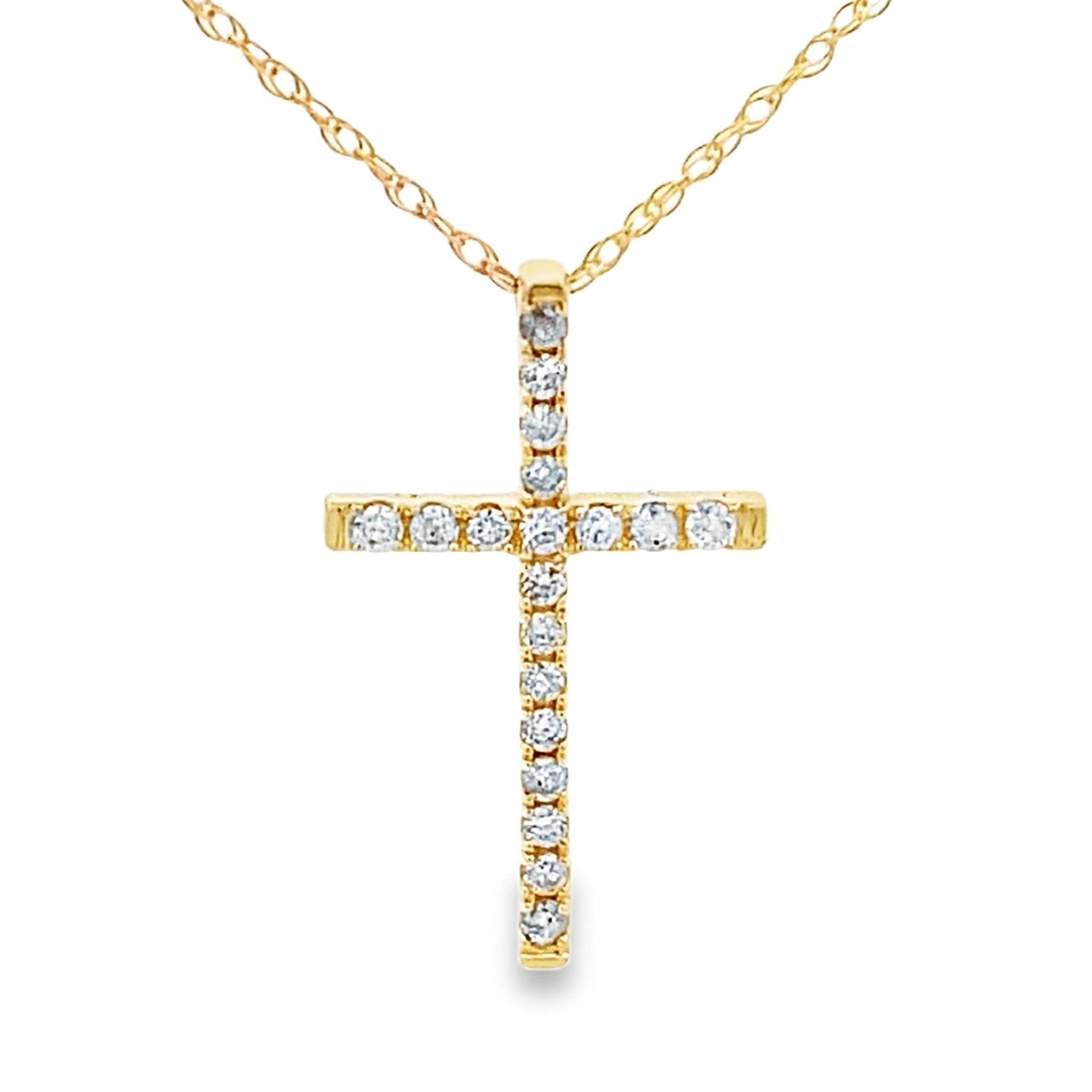 .11ct Diamond Cross Religious Pendant 14KT Yellow Gold Bids.com