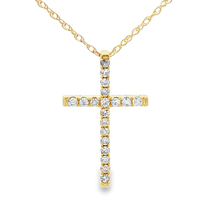 .11ct Diamond Cross Religious Pendant 14KT Yellow Gold Bids.com