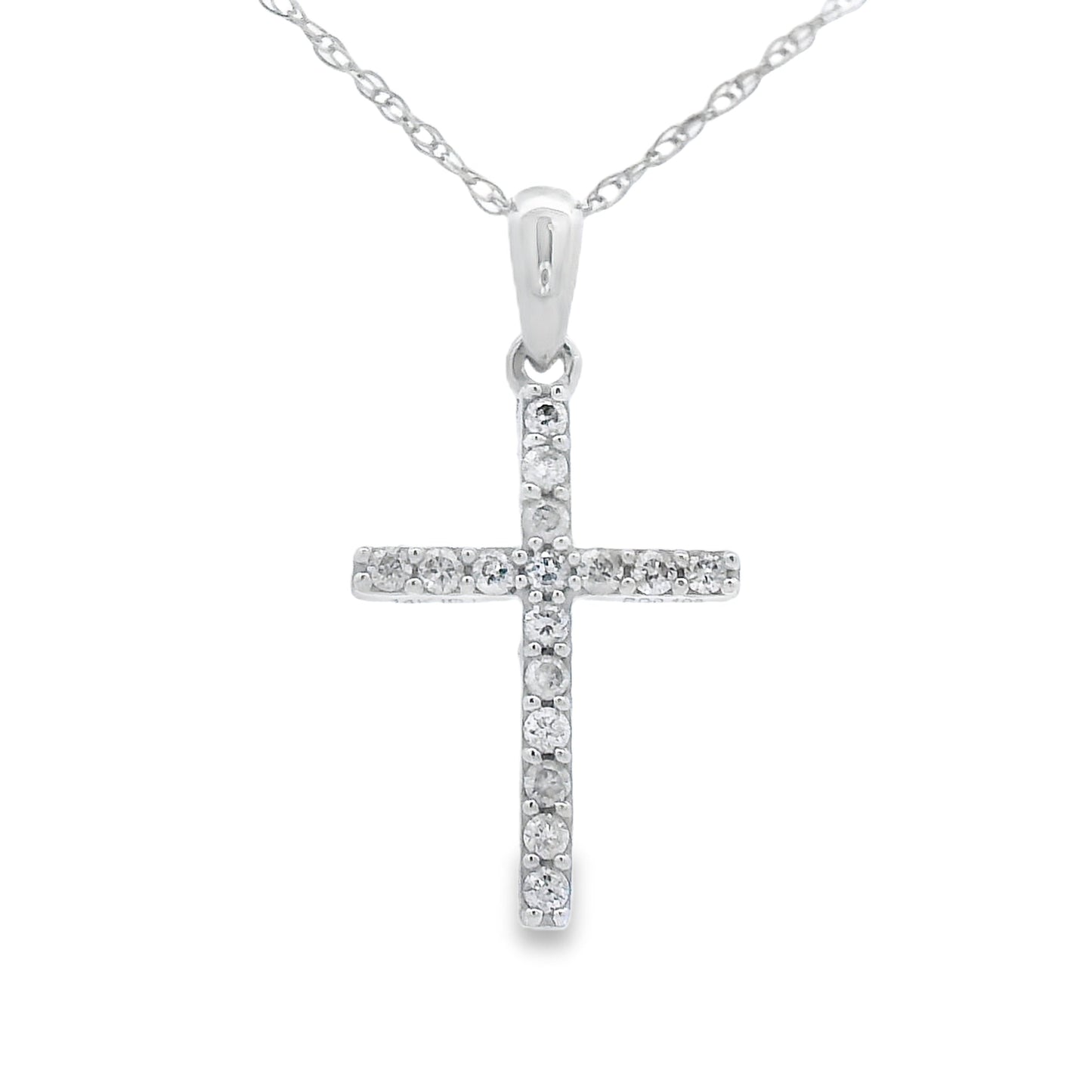 .11ct Diamond Cross Religious Pendant 14KT White Gold Bids.com