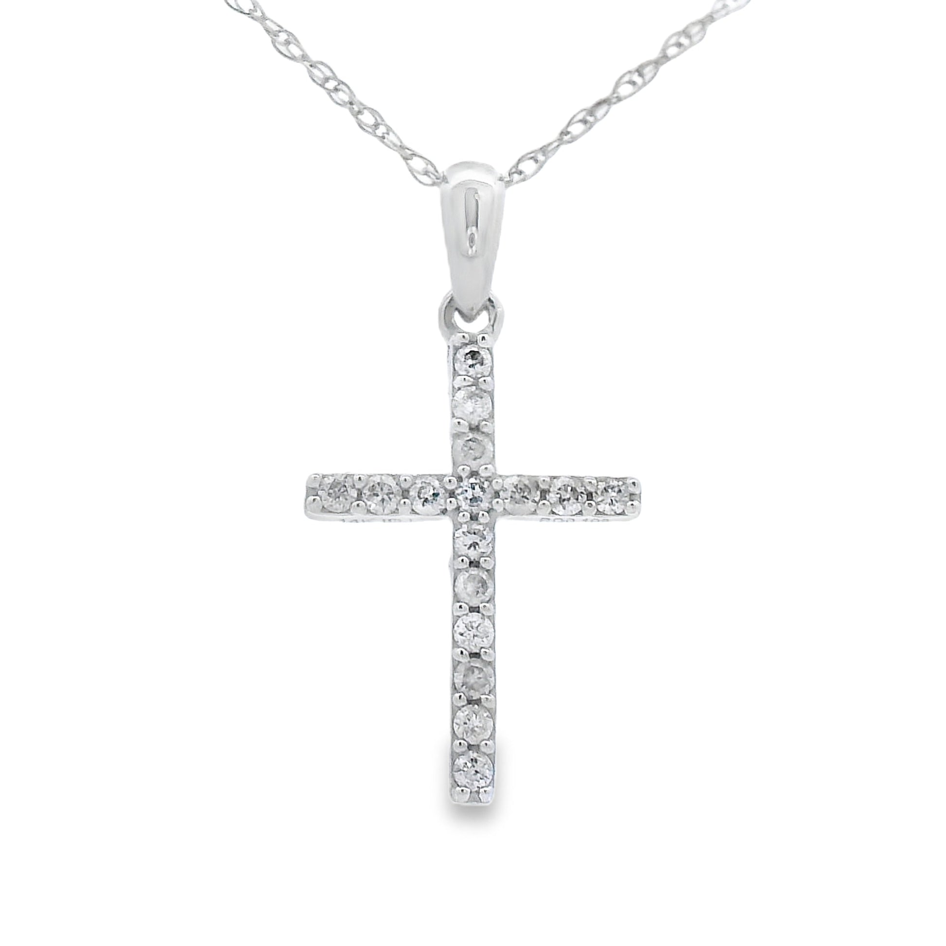 .11ct Diamond Cross Religious Pendant 14KT White Gold Bids.com