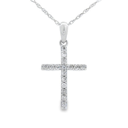 .11ct Diamond Cross Religious Pendant 14KT White Gold Bids.com