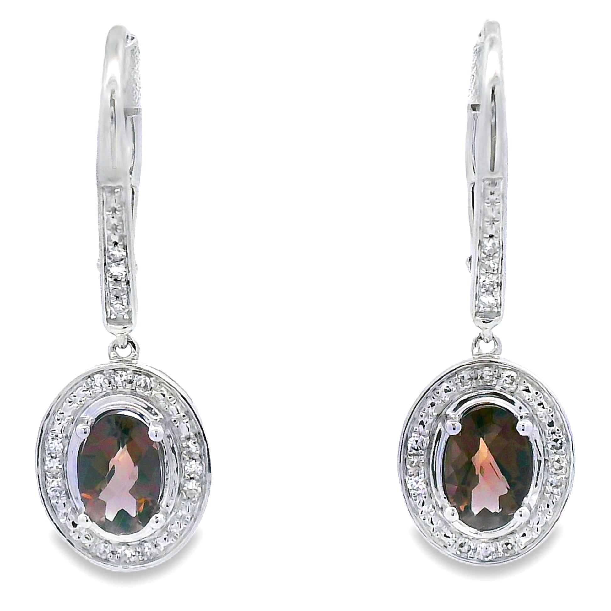 .81ct Quartz Diamond Dangle Earrings 10KT White Gold Bids.com