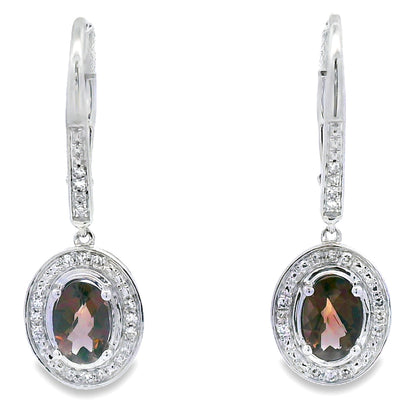 .81ct Quartz Diamond Dangle Earrings 10KT White Gold Bids.com