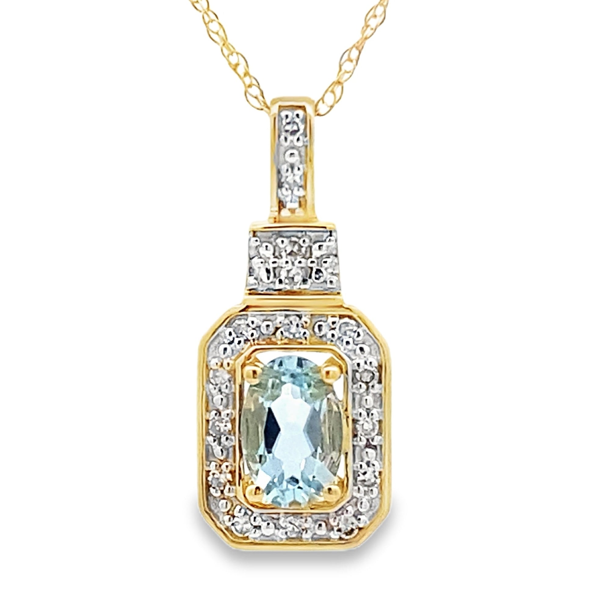 Aquamarine Diamond Fashion Pendants 10KT Yellow Gold Bids.com