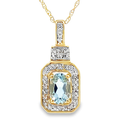 Aquamarine Diamond Fashion Pendants 10KT Yellow Gold Bids.com