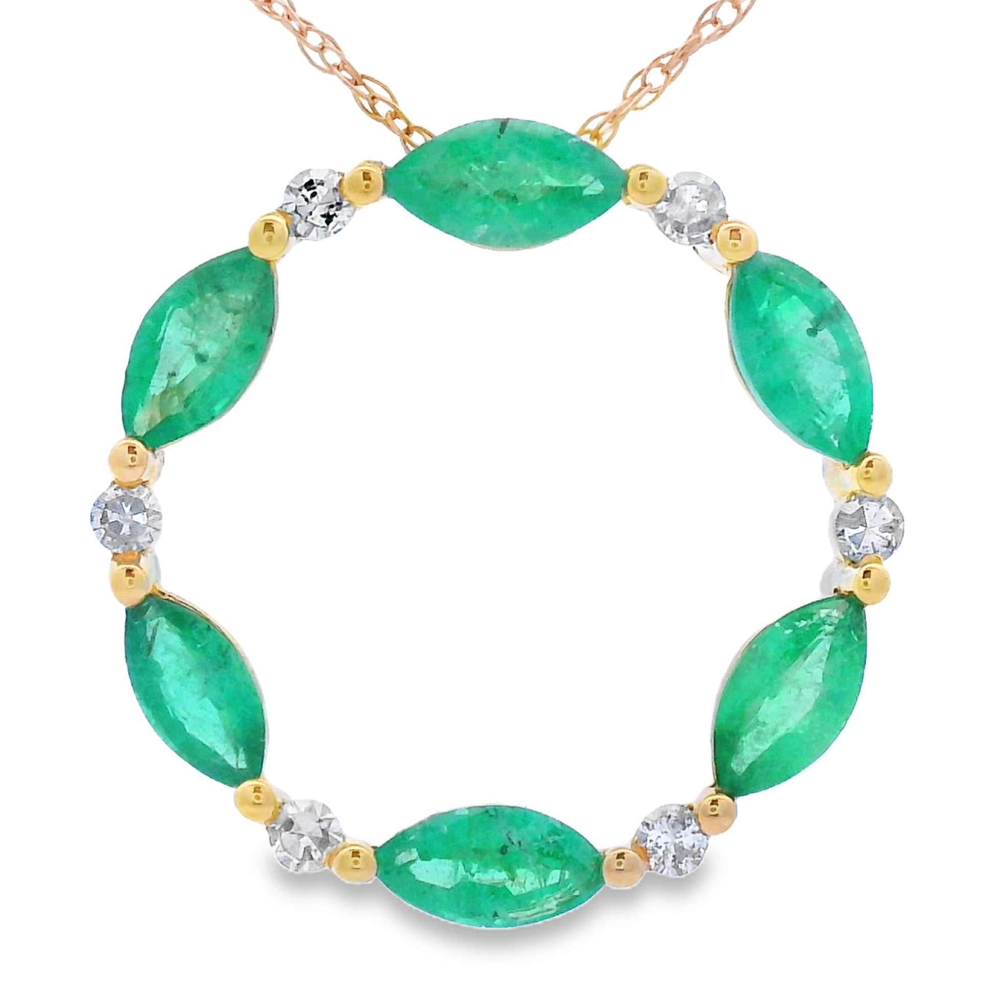 Emerald Diamond Circle of Love Pendant 10KT Yellow Gold Bids.com