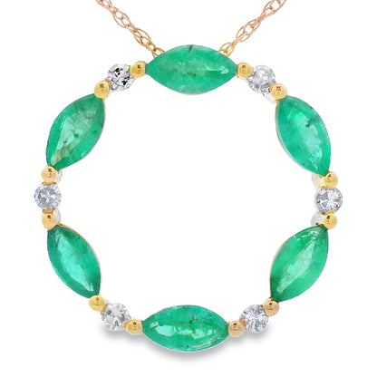 Emerald Diamond Circle of Love Pendant 10KT Yellow Gold Bids.com