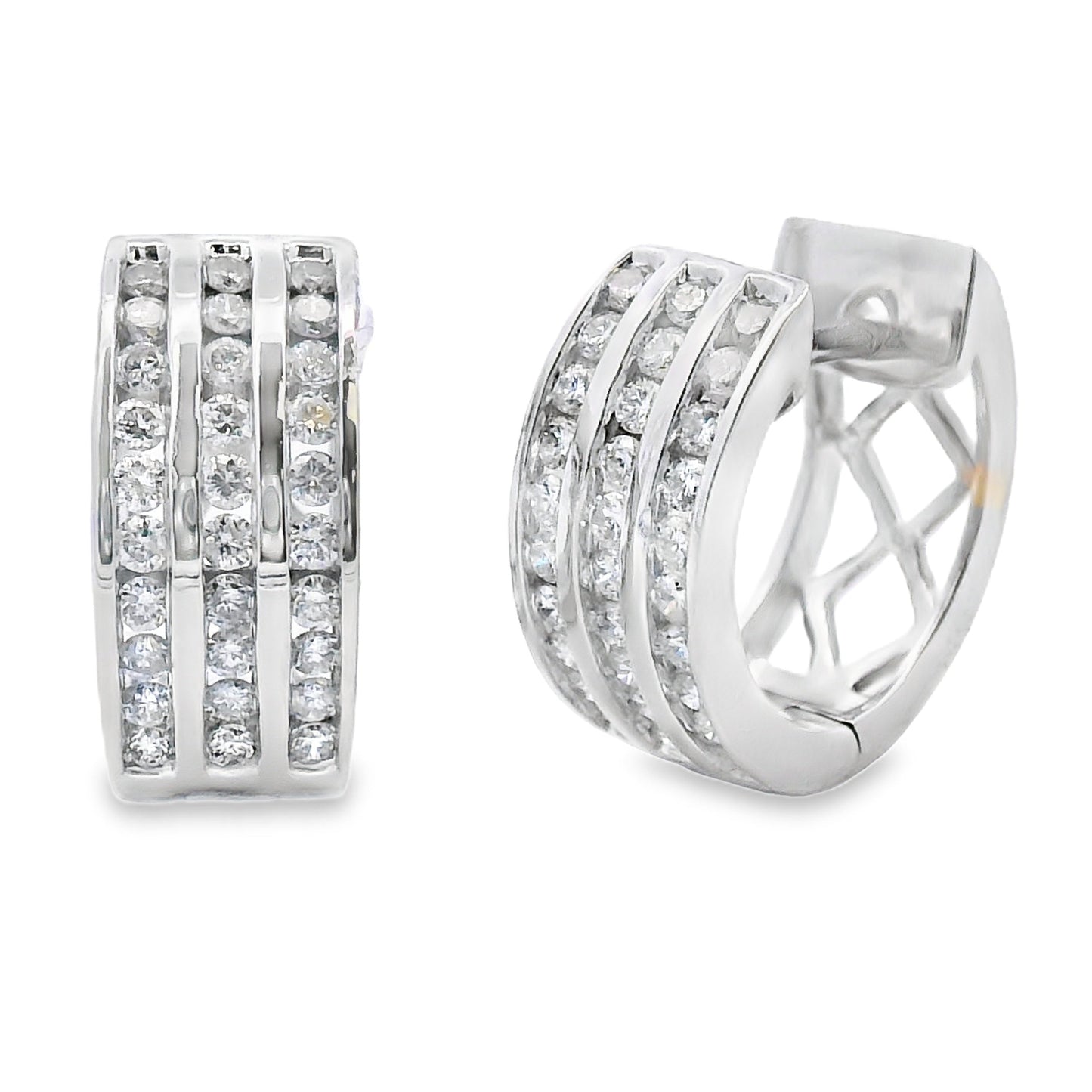 Genuine .50ct Diamond Hoop Earrings 14KT White Gold Bids.com