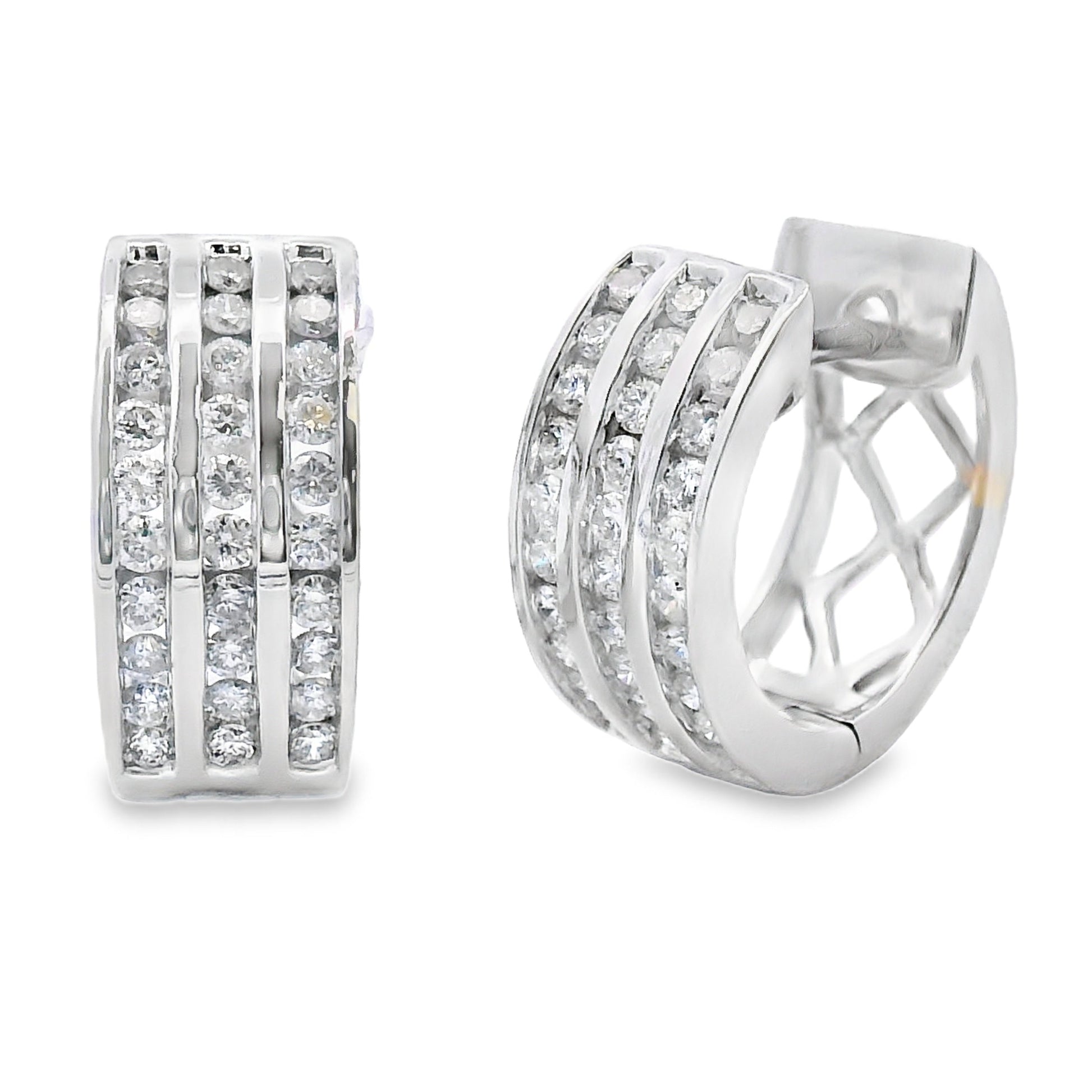 Genuine .50ct Diamond Hoop Earrings 14KT White Gold Bids.com