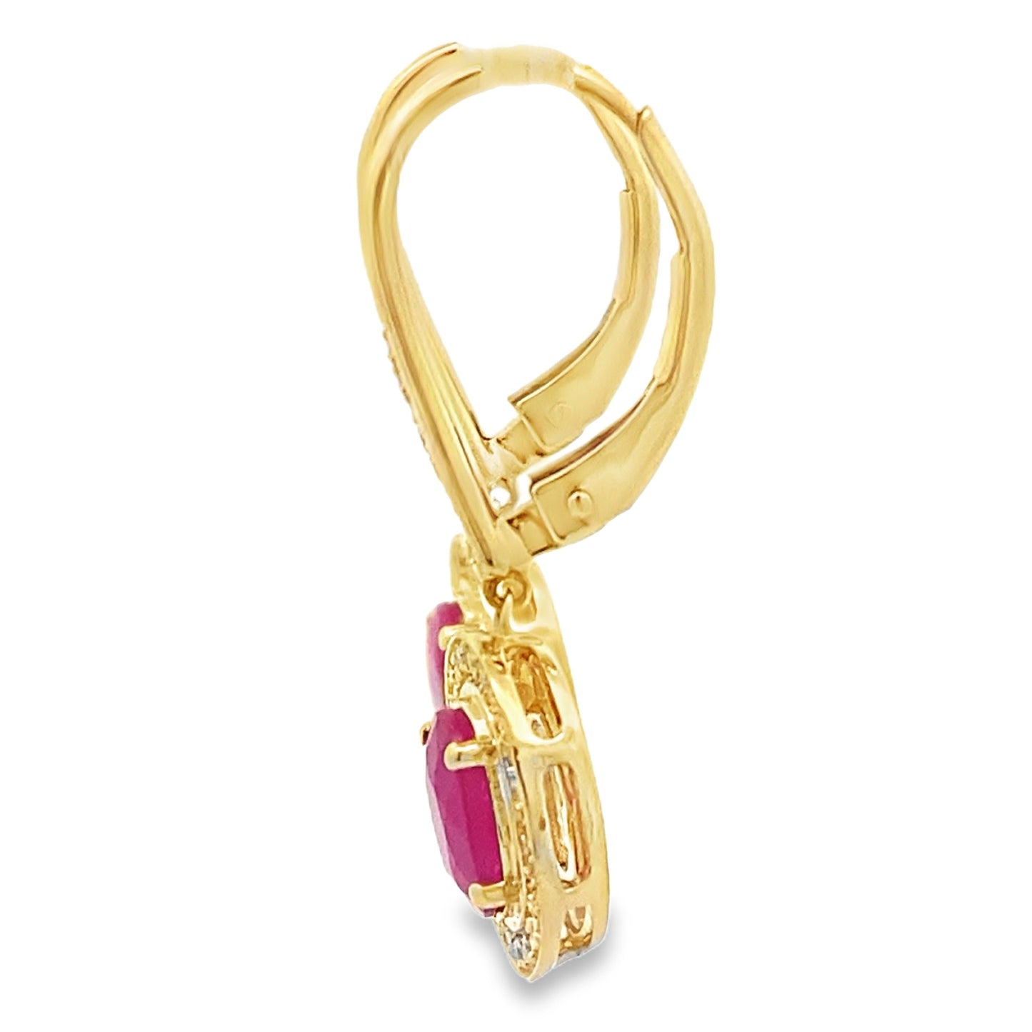 1.28ct Ruby Diamond Dangle Earrings 10KT Yellow Gold Bids.com