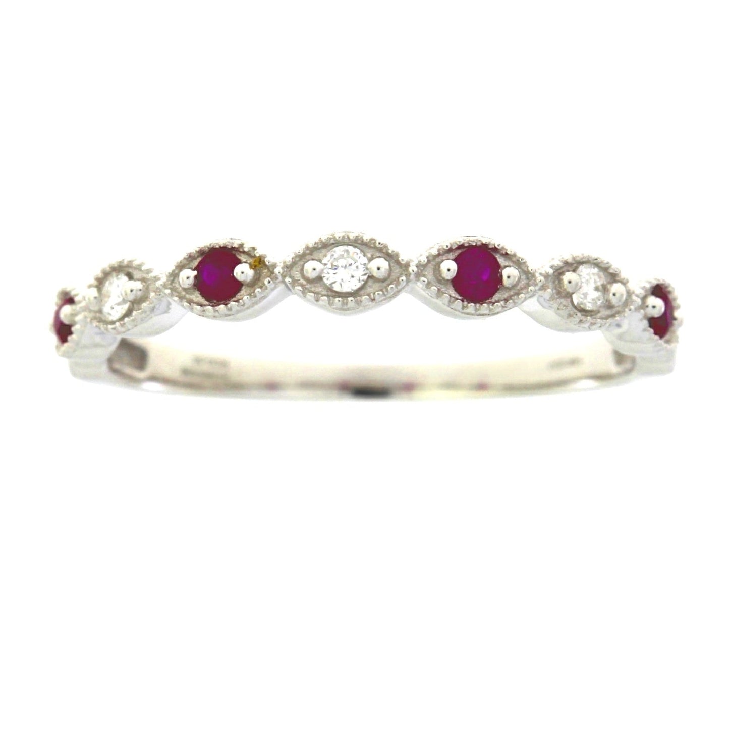 .15ct Ruby Diamond Wedding Band Ring 14KT White Gold Bids.com