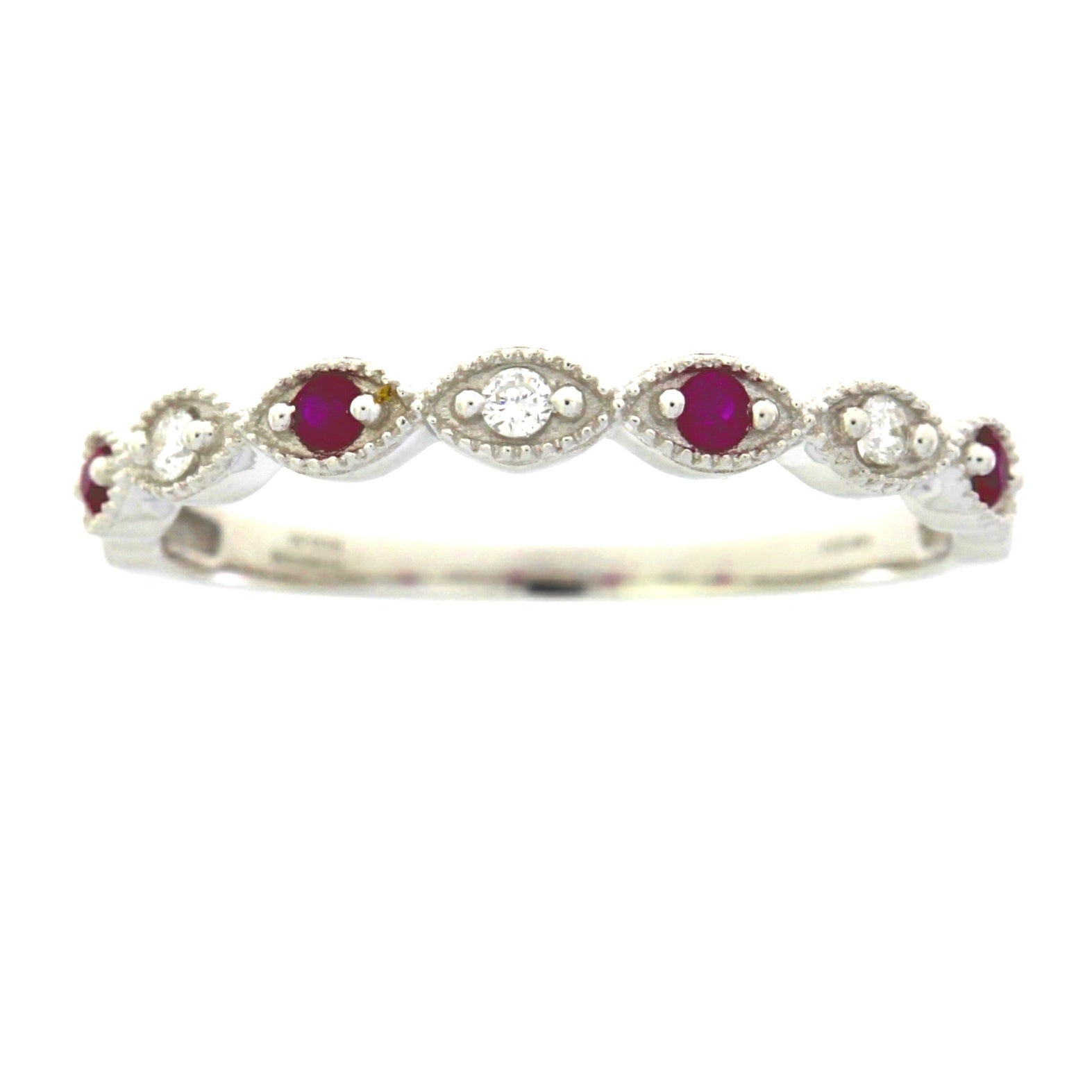 .15ct Ruby Diamond Wedding Band Ring 14KT White Gold Bids.com