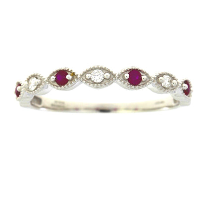 .15ct Ruby Diamond Wedding Band Ring 14KT White Gold Bids.com