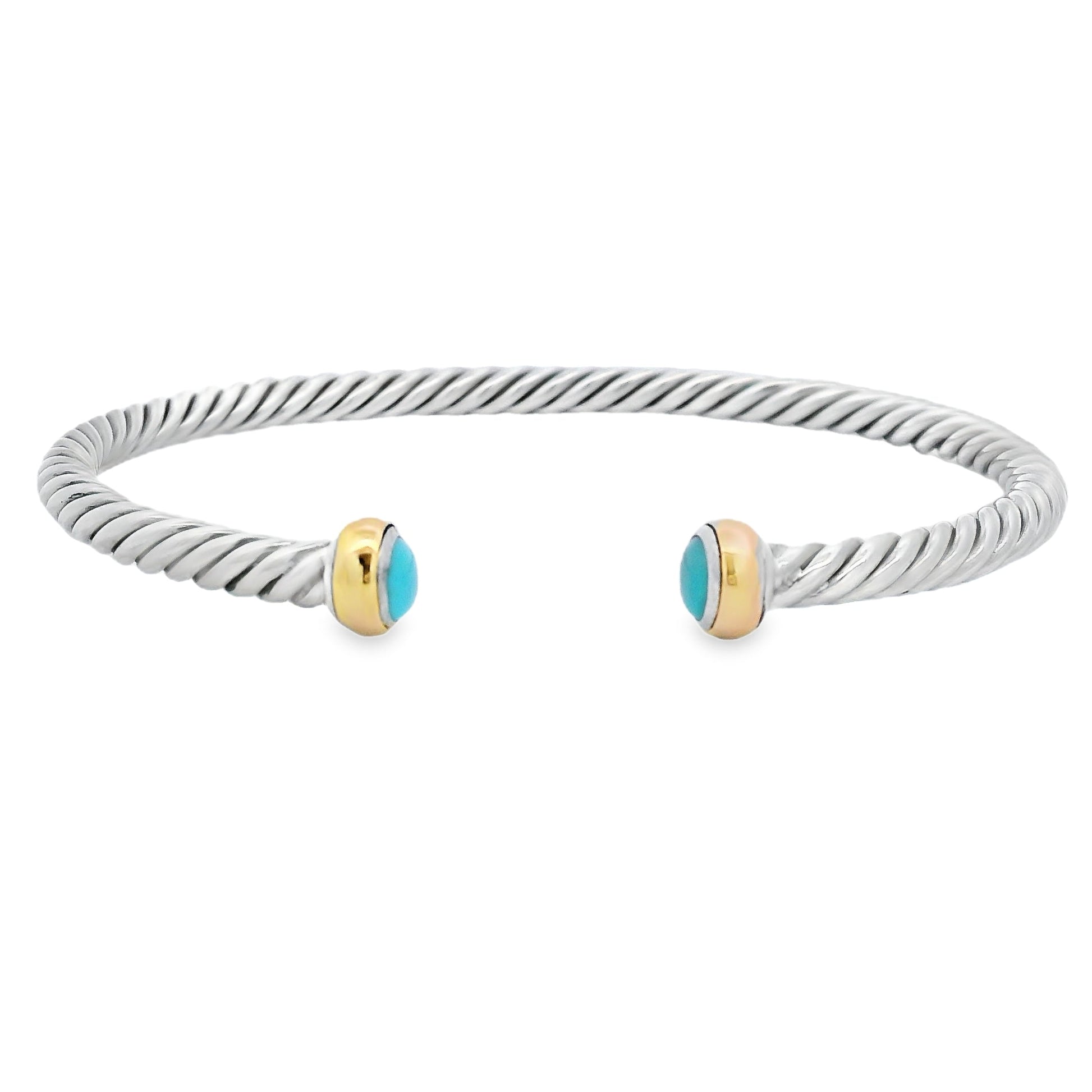 Turquoise Bangle Bracelet Sterling Silver 18KT Gold Bids.com