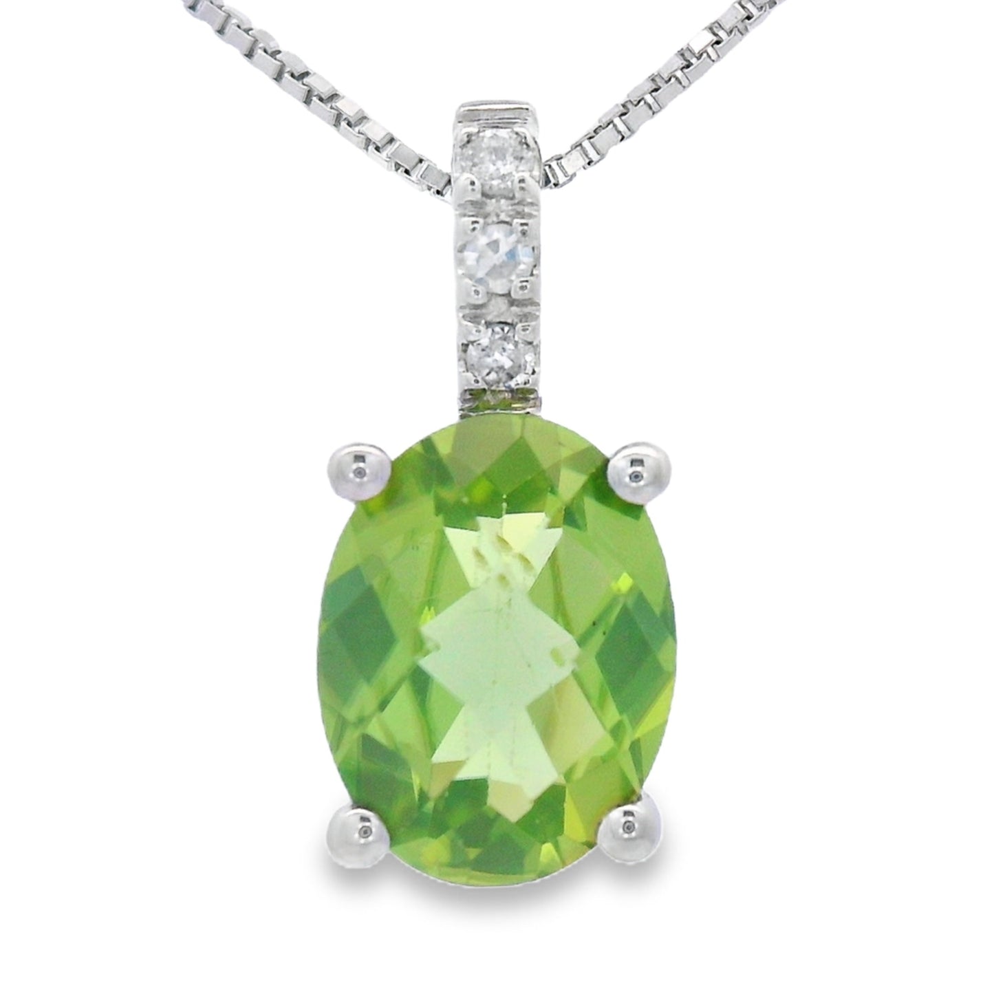 1.34ct Peridot Diamond Fashion Pendants 10KT White Gold Bids.com