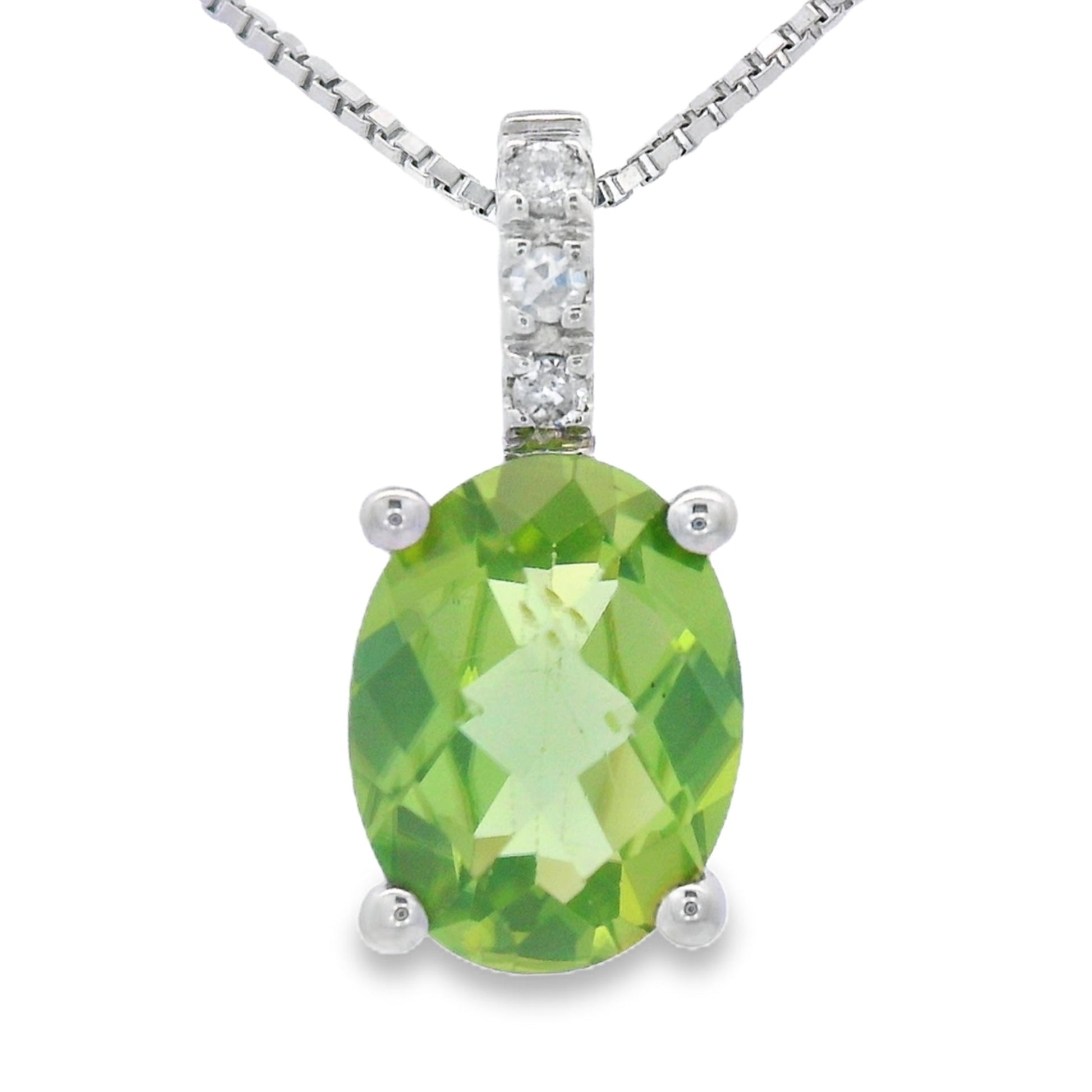 1.34ct Peridot Diamond Fashion Pendants 10KT White Gold Bids.com