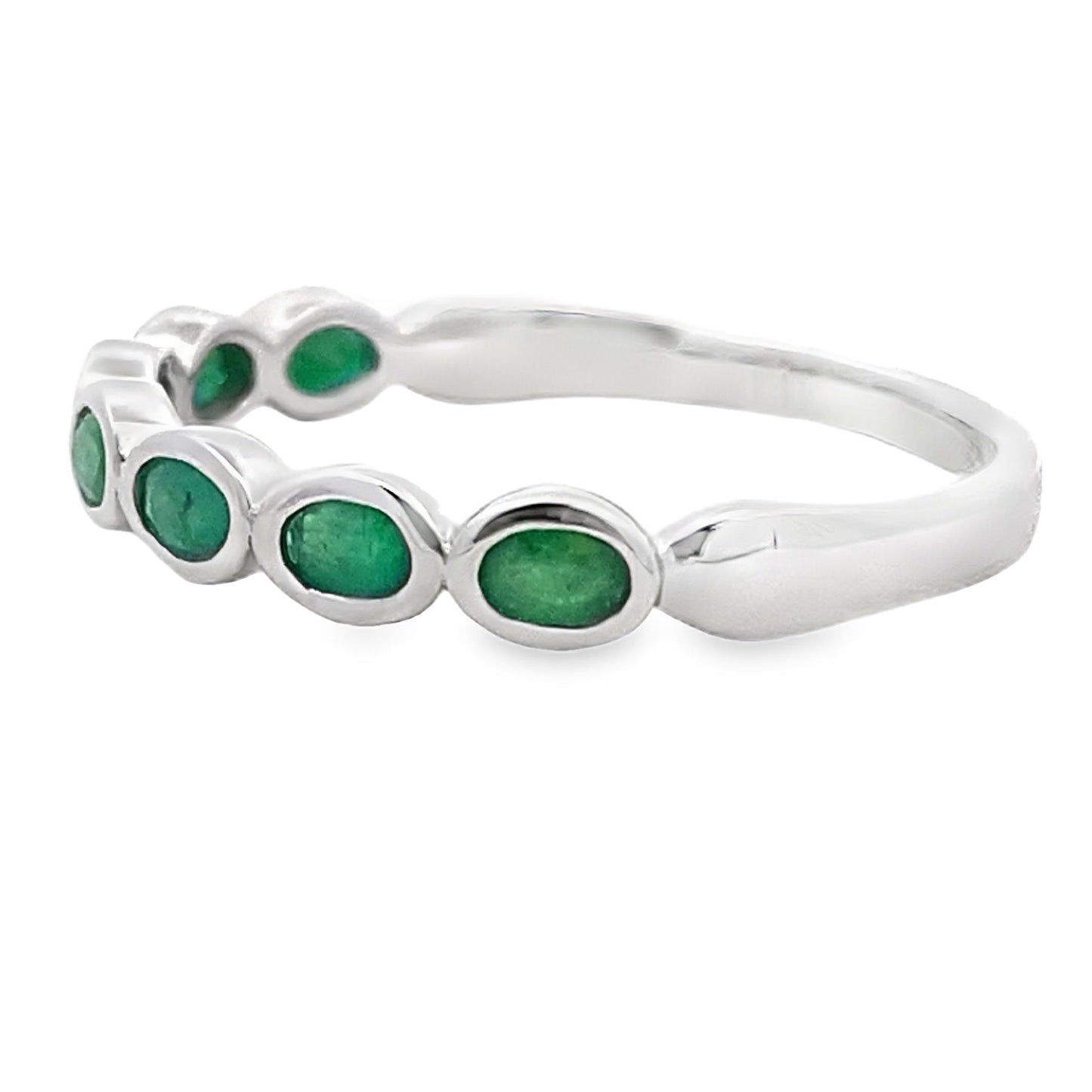 .74ct Emerald Fashion band rings 14KT White Gold Bids.com