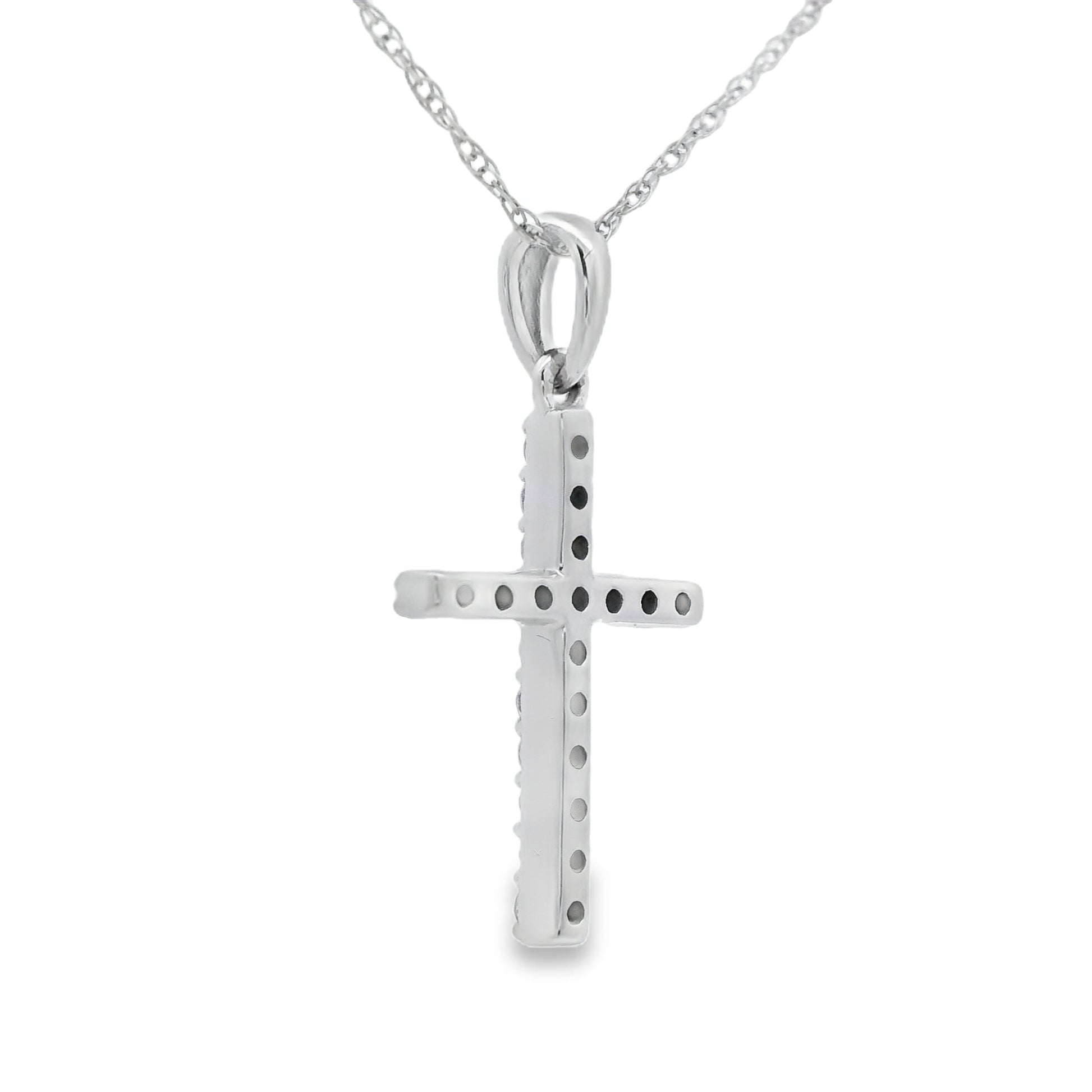 .13ct Diamond Cross Religious Pendant 14KT White Gold Bids.com