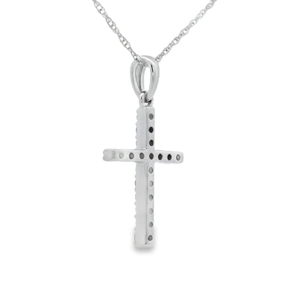 .13ct Diamond Cross Religious Pendant 14KT White Gold Bids.com