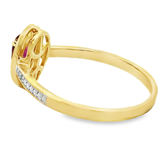 Genuine .56ct Garnet Diamond Ring 10KT Yellow Gold Bids.com