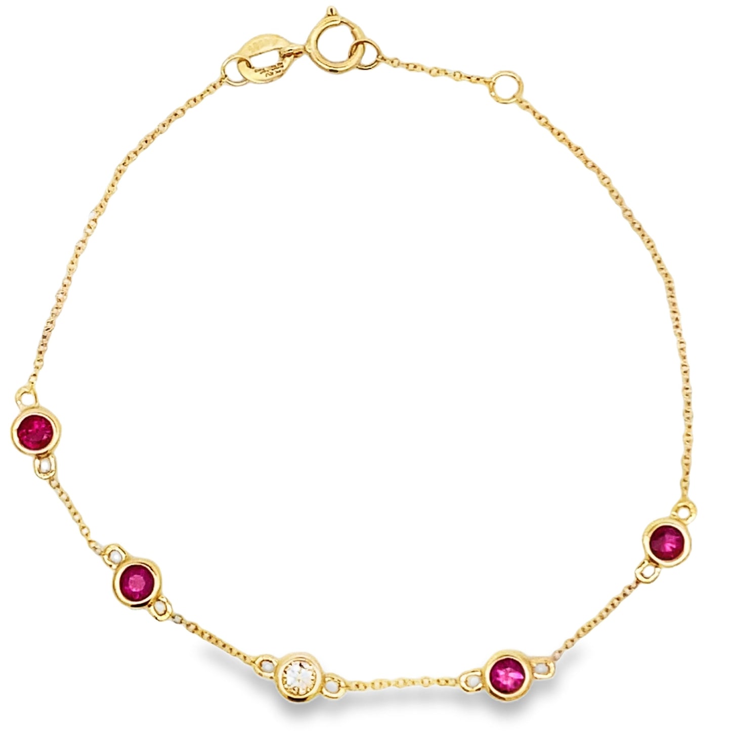 Genuine .66ct Ruby Diamond Bracelet 14KT Yellow Gold Bids.com