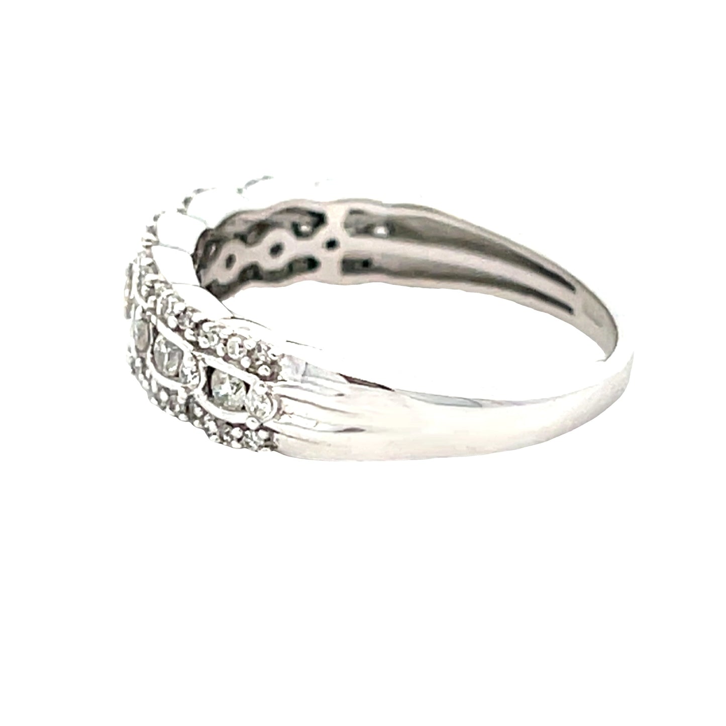 Natural .50ct Diamond Wedding Band Ring 14KT White Gold Bids.com
