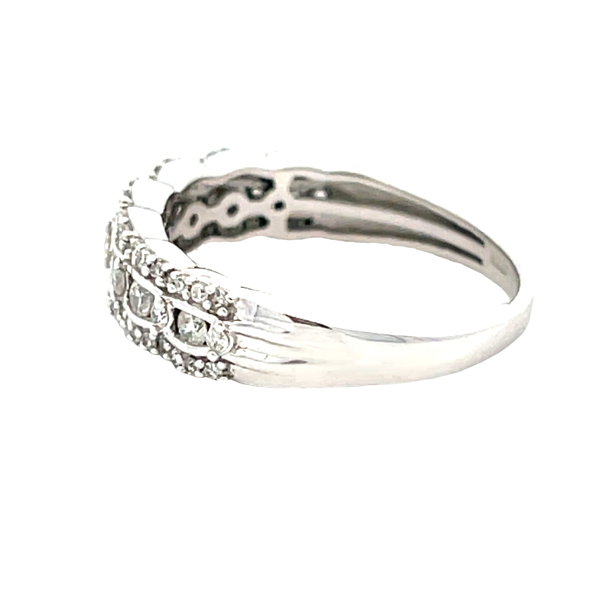 Natural .50ct Diamond Wedding Band Ring 14KT White Gold Bids.com