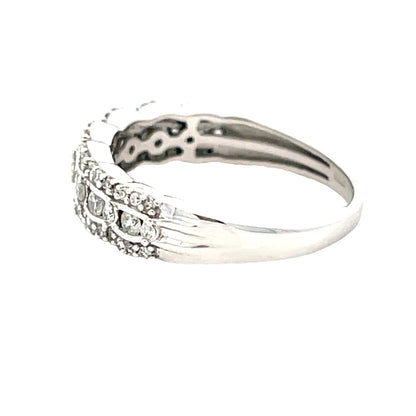 Natural .50ct Diamond Wedding Band Ring 14KT White Gold Bids.com