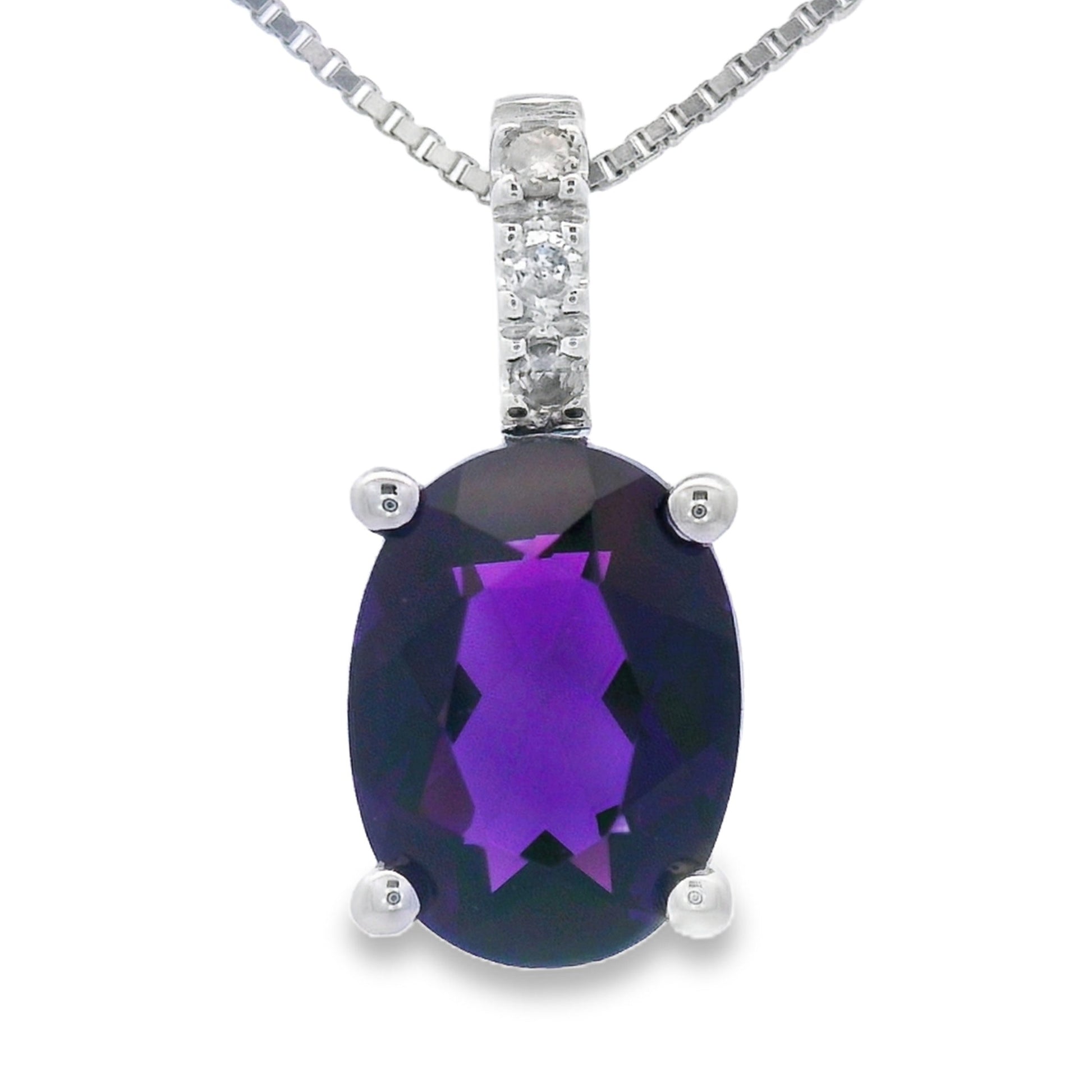 Amethyst Diamond Fashion Pendants 10KT White Gold Bids.com