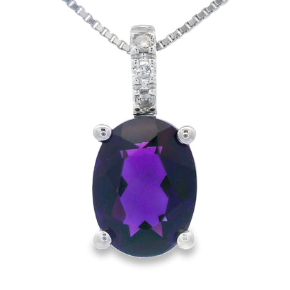 Amethyst Diamond Fashion Pendants 10KT White Gold Bids.com