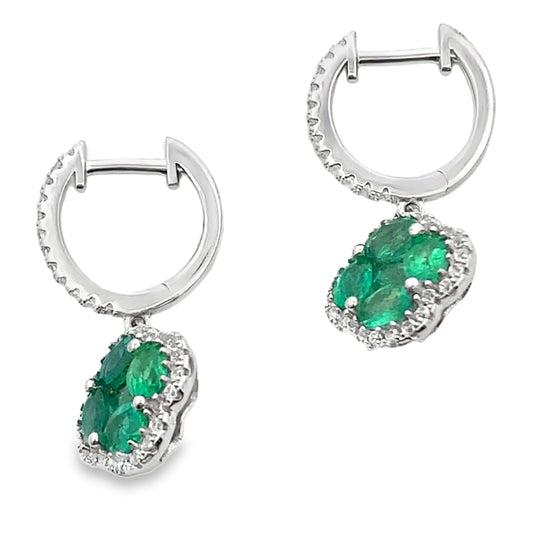 1.93ct Emerald Zircon Dangle Earrings Sterling Silver Bids.com