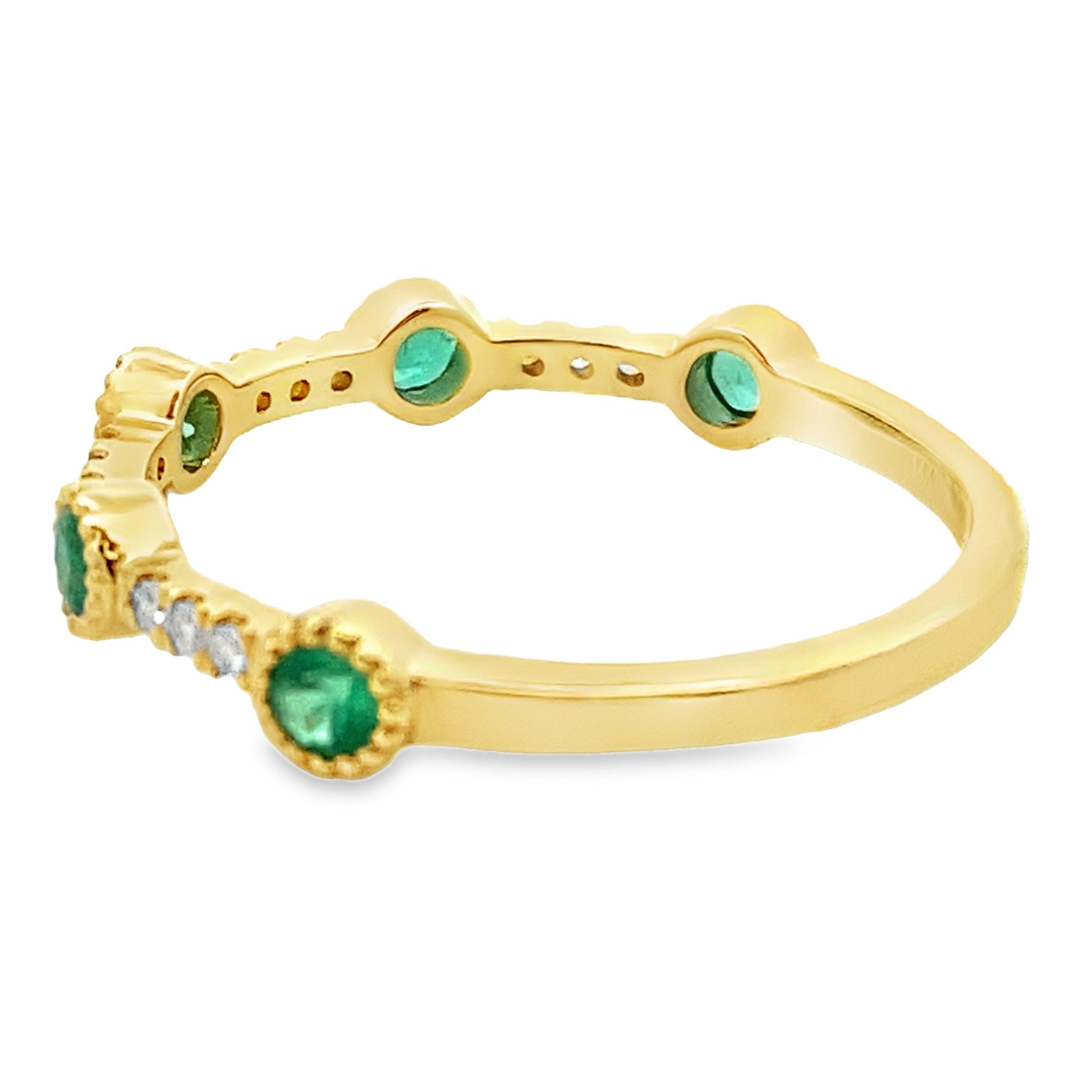 Emerald Diamond stackable band set 14KT Yellow Gold Bids.com