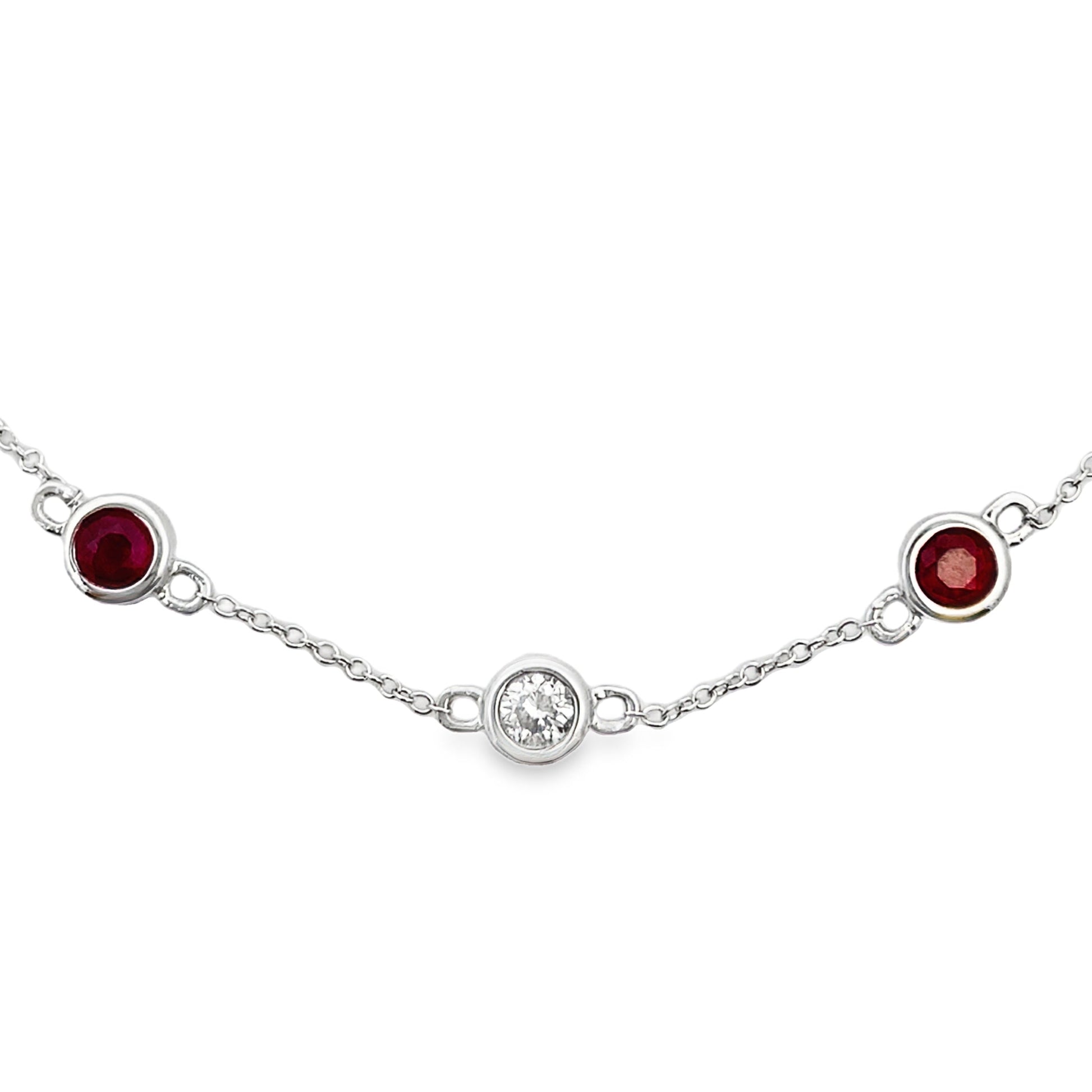 Genuine .66ct Ruby Diamond Bracelet 14KT White Gold Bids.com