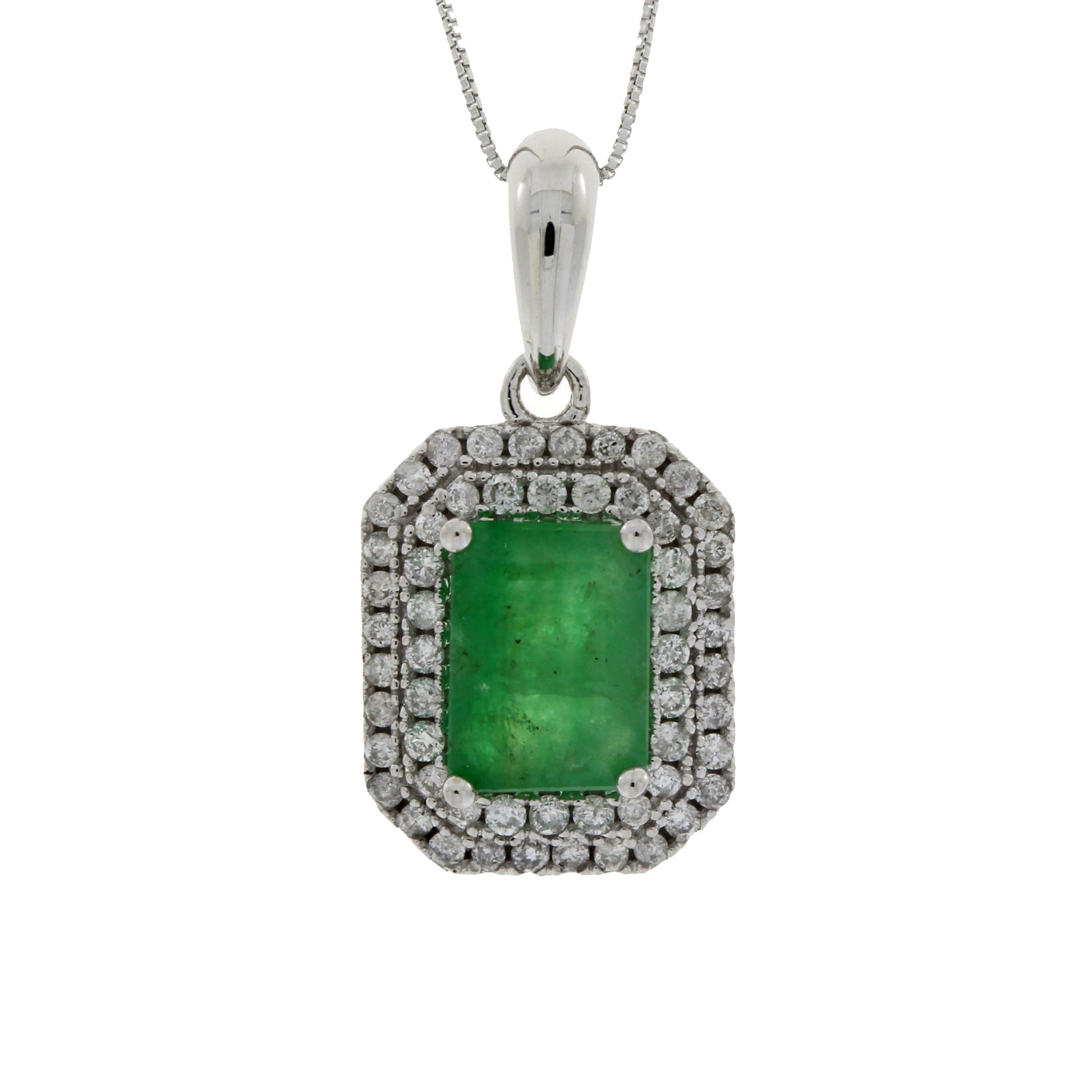 1.08ct Emerald Diamond Fashion Pendants 14KT White Gold Bids.com