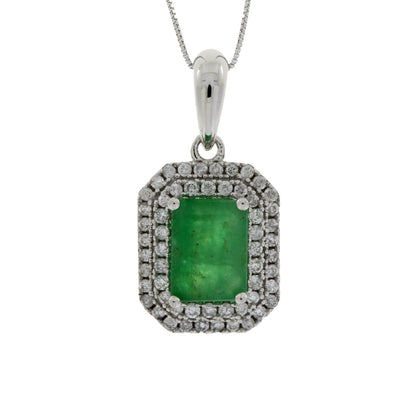 1.08ct Emerald Diamond Fashion Pendants 14KT White Gold Bids.com