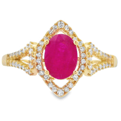 Genuine 1.26ct Ruby Diamond Ring 14KT Yellow Gold Bids.com
