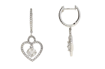 Natural .50ct Diamond Dangle Earrings 14KT White Gold Bids.com