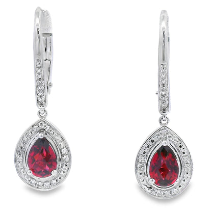 1.05ct Garnet Diamond Dangle Earrings 10KT White Gold Bids.com