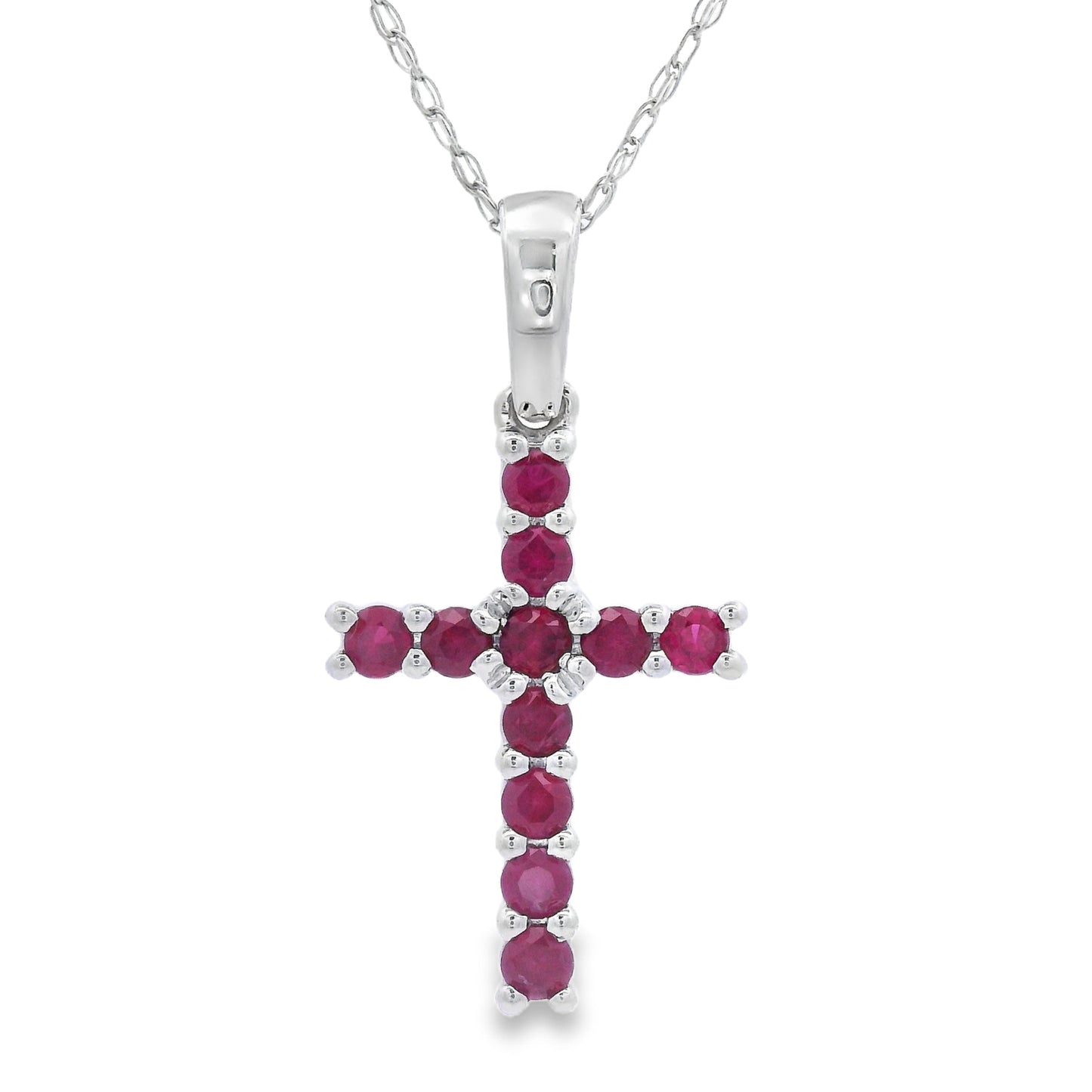 .29ct Ruby Cross Religious Pendant 14KT White Gold Bids.com