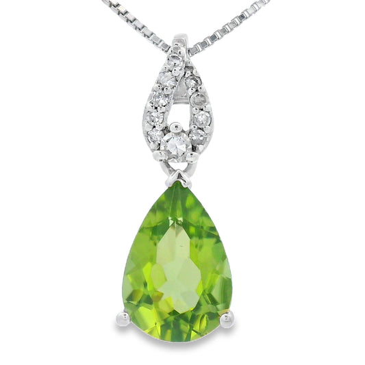 1.30ct Peridot Diamond Fashion Pendants 10KT White Gold Bids.com