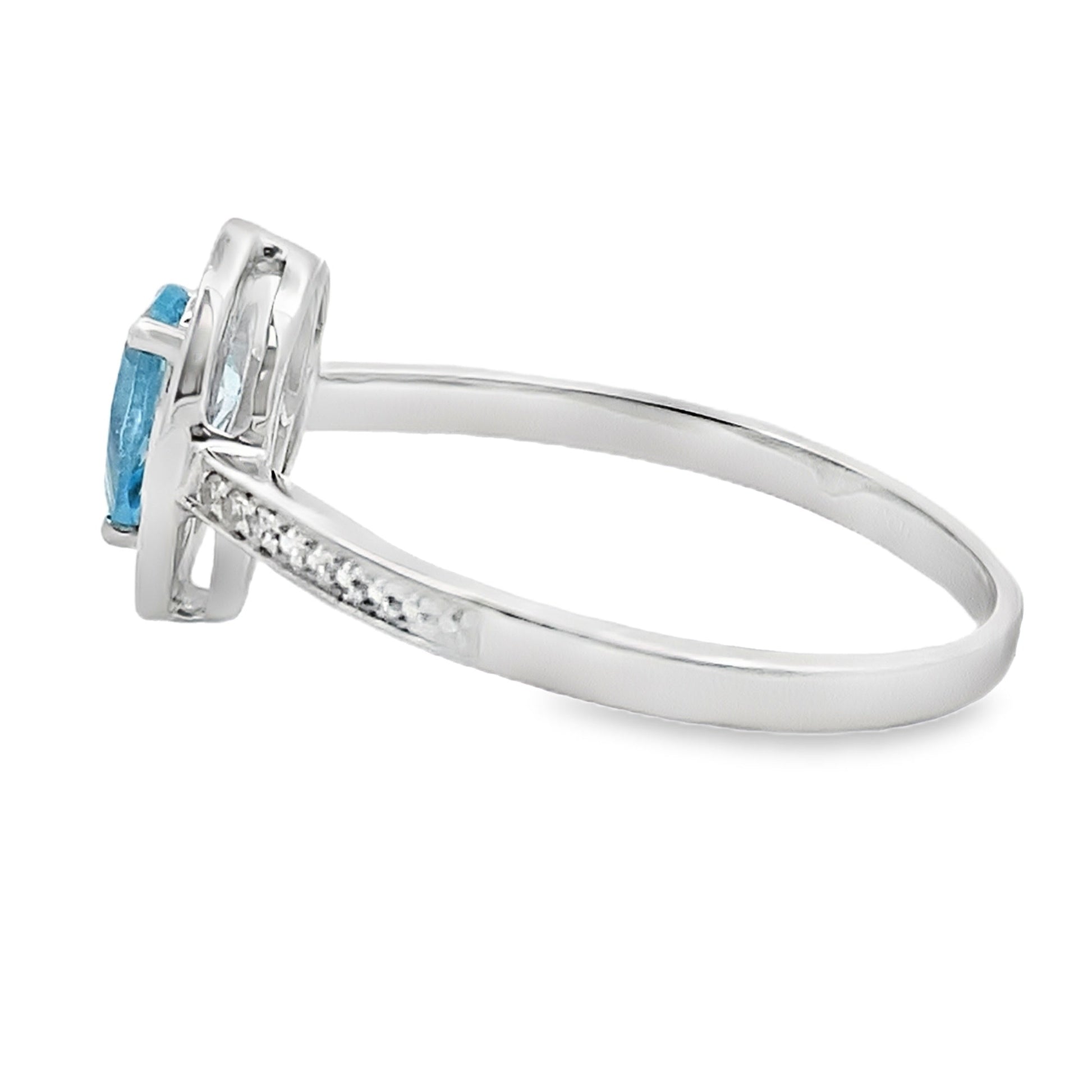 Natural .54ct Blue Topaz Diamond Ring 10KT White Gold Bids.com