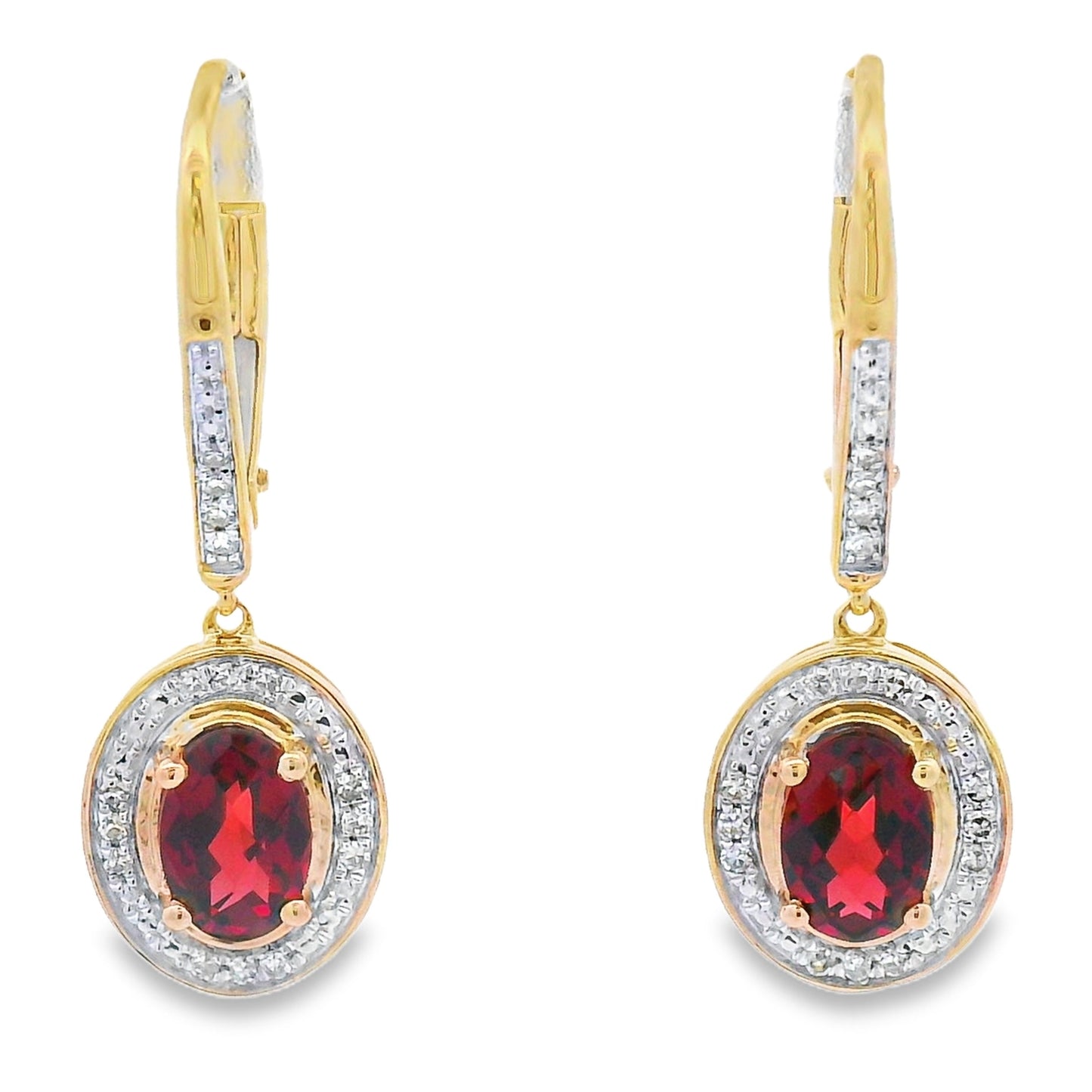 1.41ct Garnet Diamond Dangle Earrings 10KT Yellow Gold Bids.com