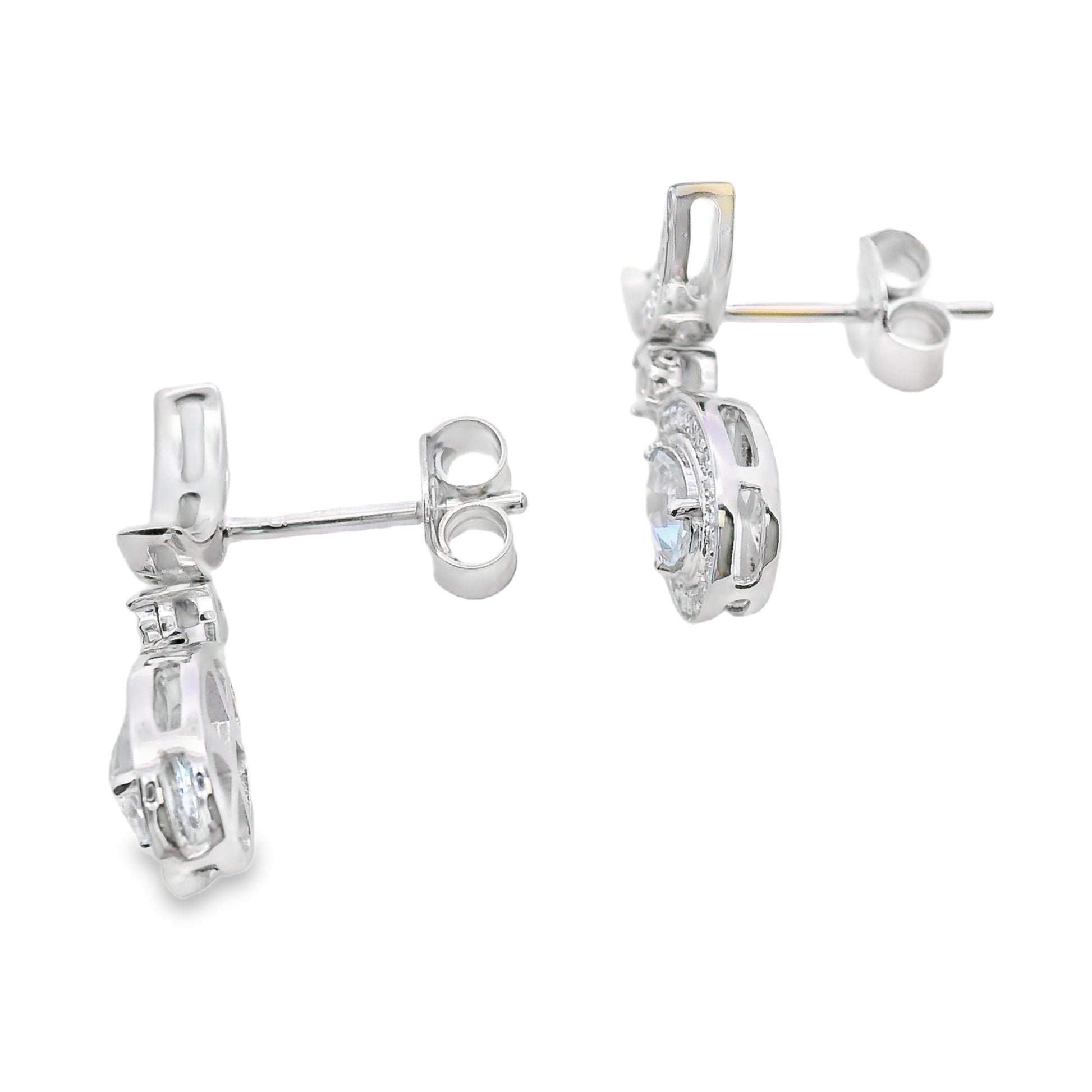 Aquamarine Diamond Dangle Earrings 10KT White Gold Bids.com