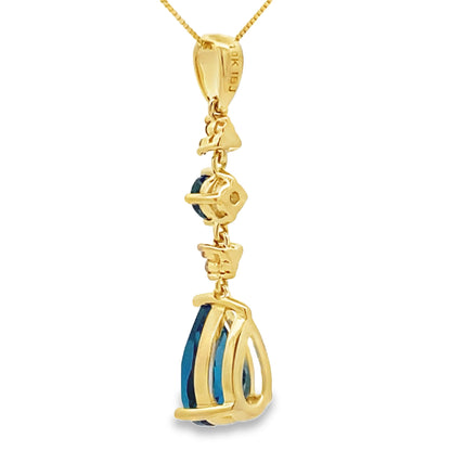 London Blue Topaz Fashion Pendants 10KT Yellow Gold Bids.com