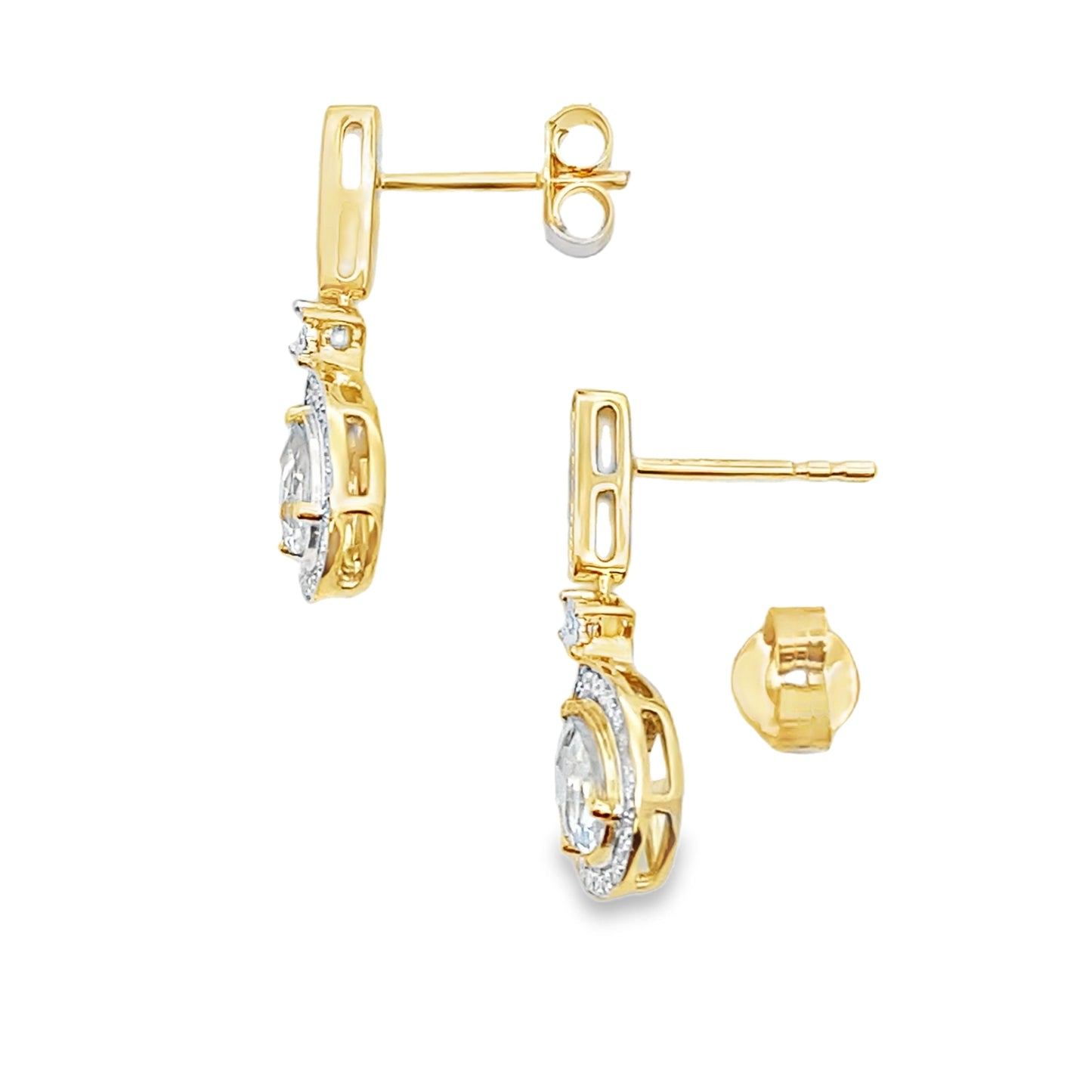 Aquamarine Diamond Dangle Earrings 10KT Yellow Gold Bids.com