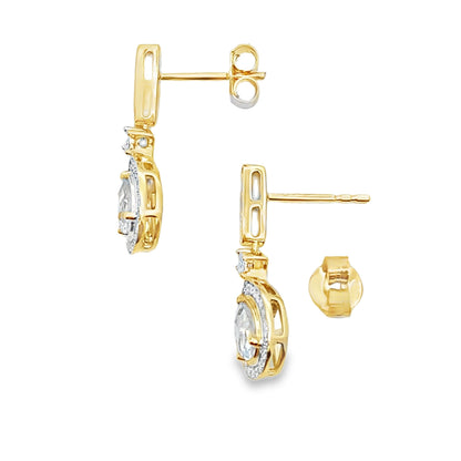 Aquamarine Diamond Dangle Earrings 10KT Yellow Gold Bids.com