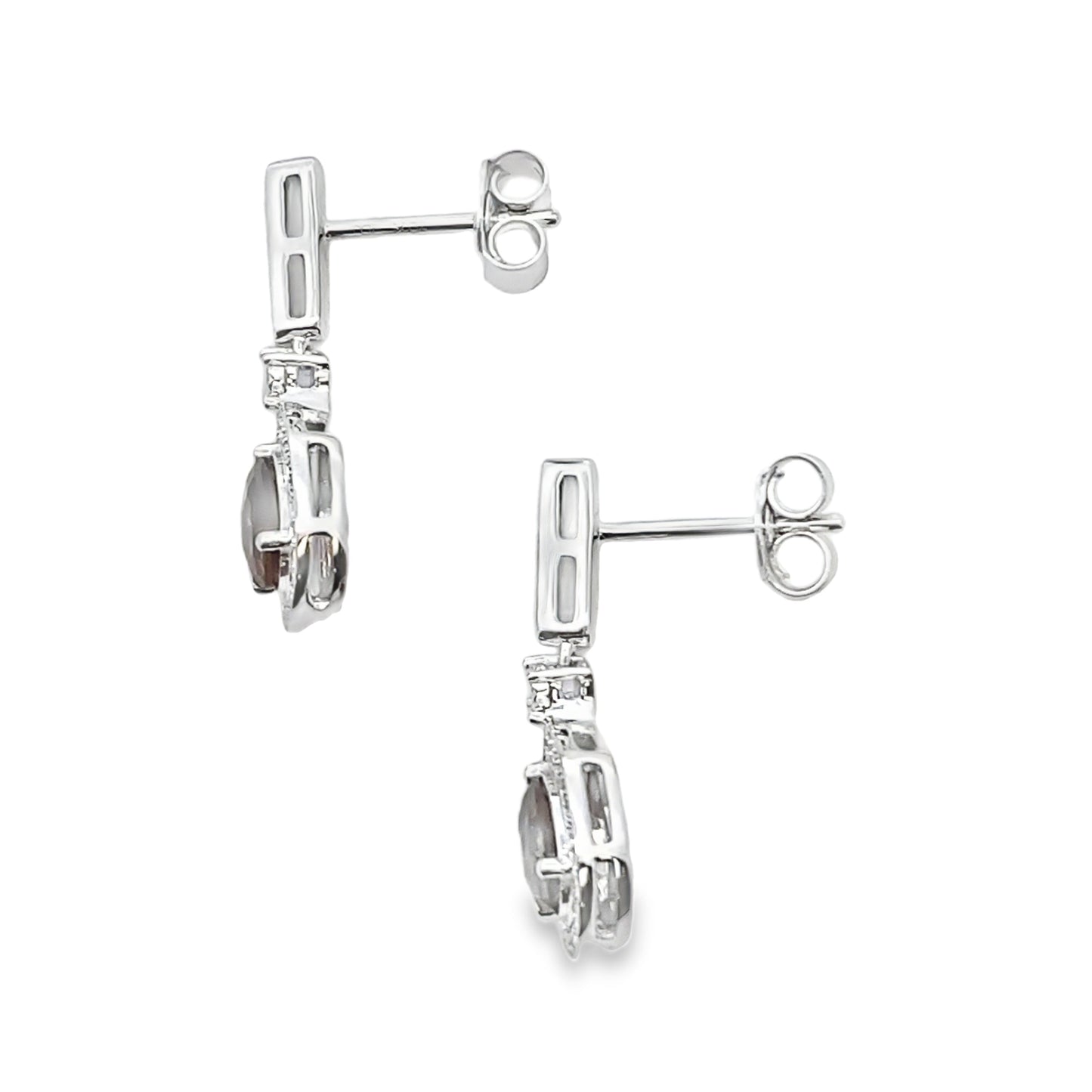 .84ct Quartz Diamond Dangle Earrings 10KT White Gold Bids.com