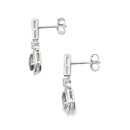 .84ct Quartz Diamond Dangle Earrings 10KT White Gold Bids.com