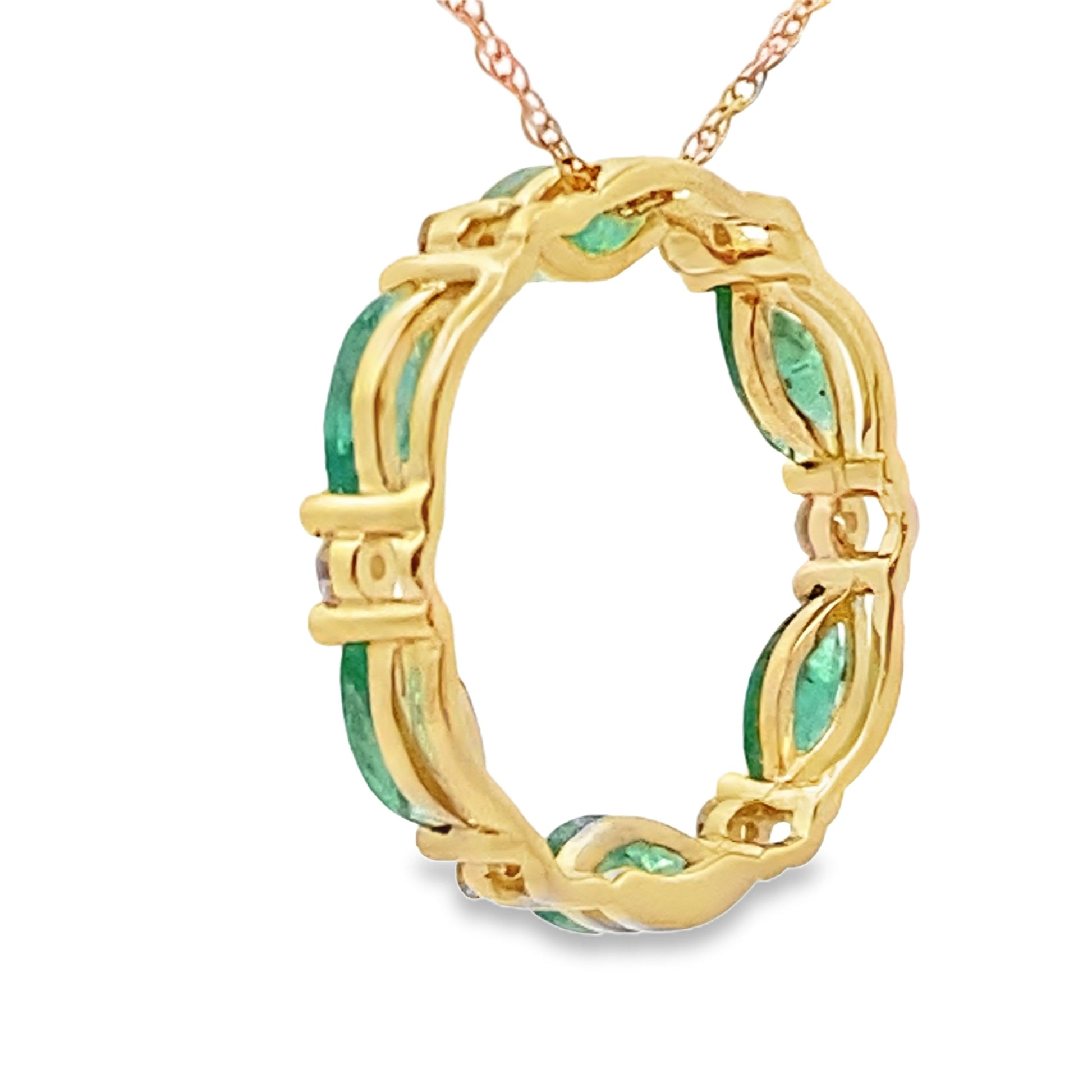 Emerald Diamond Circle of Love Pendant 10KT Yellow Gold Bids.com