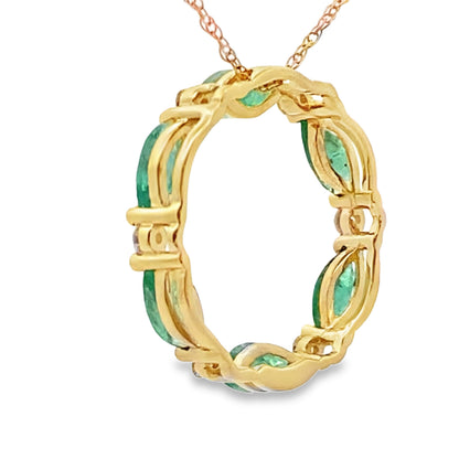 Emerald Diamond Circle of Love Pendant 10KT Yellow Gold Bids.com
